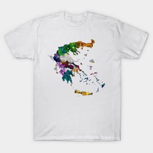 Spirograph Patterned Greece Provinces Map T-Shirt